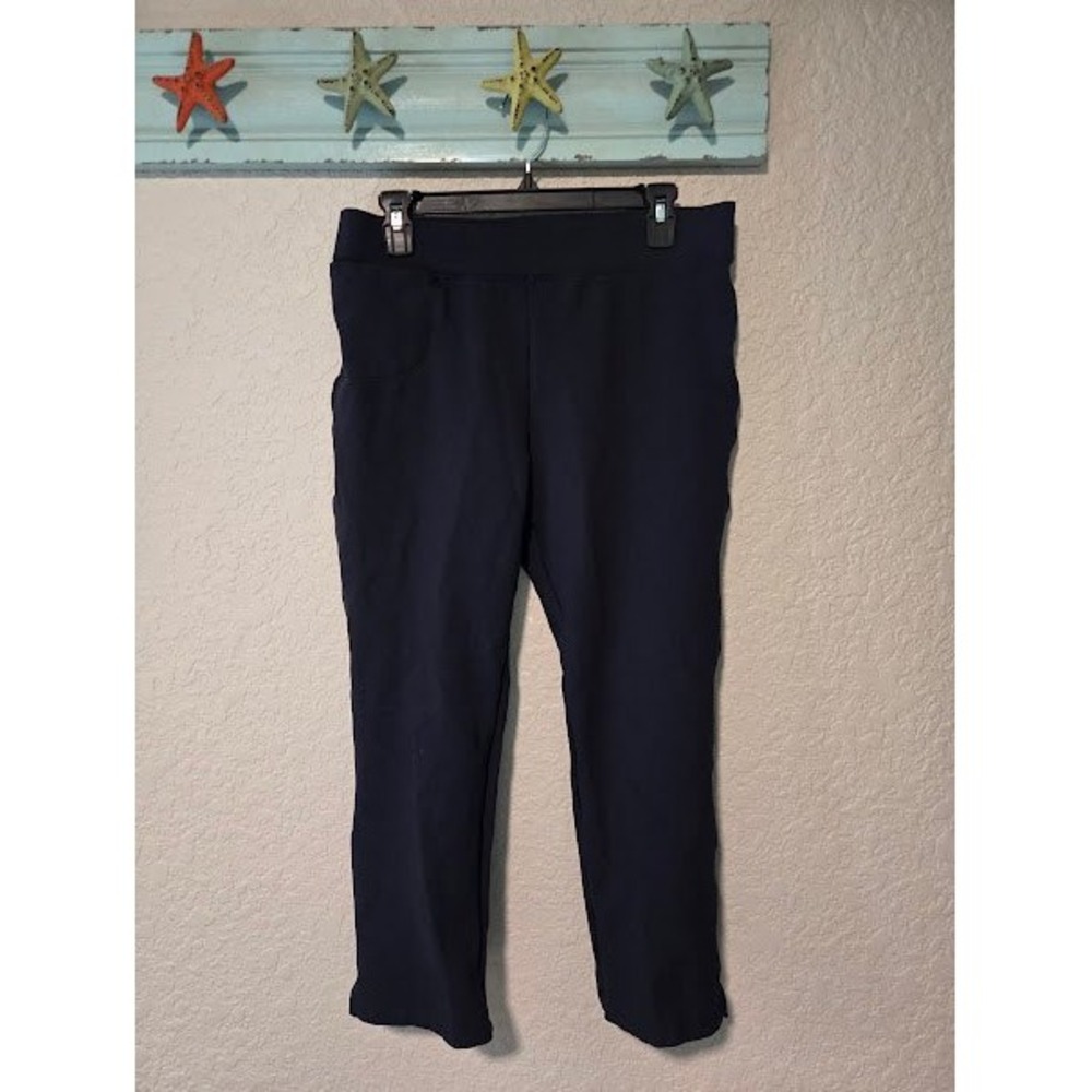 Quince Ultra-Stretch Ponte Straight Leg Pants Navy Blue Women Large